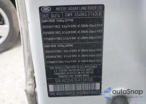 2014 Land Rover Lr4 from USA, damaged, VIN SALAC2V67EA718708